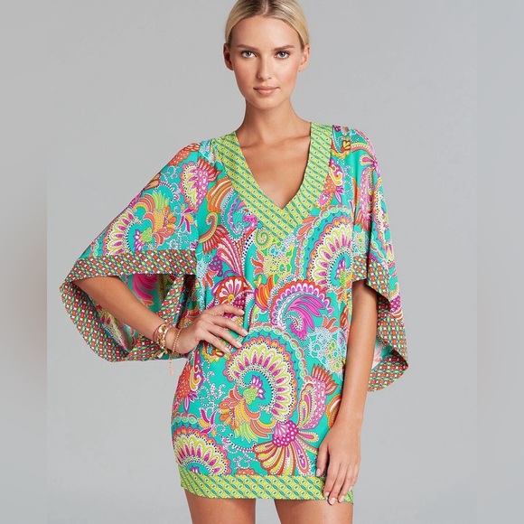 Trina Turk Folkloric Festival Kaftan Tunic Swim Coverup Women’s size M - Picture 1 of 5